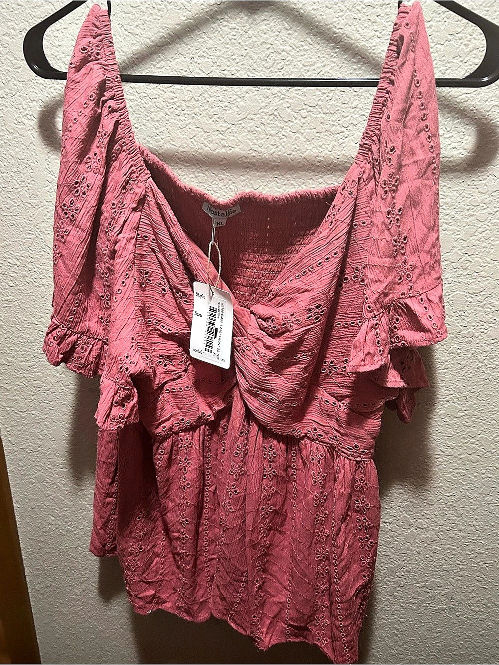 Nostalgia Emode Pink Ruffle Blouse Size XL NWT